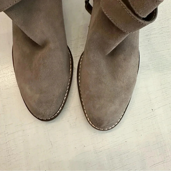 Sam Edelman Women’s ZipUp Pointed Toe Gray/Tan Leather Heeled Booties Sz 8M GUC - Picture 13 of 15